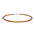 Bohemian choker necklace featuring amber-colored glass beads with a silver clasp - Amber