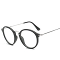Gafas retro de montura redonda negra con finas patillas de metal plateado estilo vintage - Patas Plateadas / Negro Mate