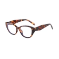 Lunettes de soleil œil de chat rétro avec monture léopard épaisse en vue à 45 degrés - Monture Écaille Verre Anti-lumière Bleue