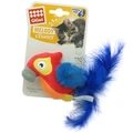 GiGwi Melody Chaser interactive plush parrot cat toy with sound chip and blue feathers - Melody Chaser Red Parrot