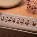 Macro shot of rose gold cartilage studs featuring moon, heart, and zircon inlay details - Crescent Moon Shape (1#) / Rose Gold