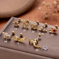 Set of 8 gold stainless steel helix studs with star, moon and dragon shapes - Star Style (1#) / Gold