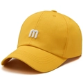 Classic yellow cotton baseball cap with white 3D m-letter embroidery and pre-curved brim - Adjustable / Yellow