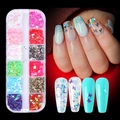 12-grid nail art container featuring colorful butterfly sequins and glitter effects - 12 Compartment Butterfly Shape Sequins (1622)
