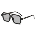 Vintage double bridge square sunglasses with black frame and grey translucent lenses - Black Frame Light Gray Lens