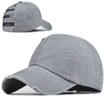 Grey washed cotton ponytail baseball cap with distressed details and elastic back - Washed Grey