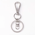 Bright silver metal lobster clasp keychain with dual rings and heavy duty swivel hook - C529-Dog Clasp + Figure 8 Connector / Silver