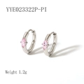 Silver stainless steel hoops featuring marquise pink zircon with 12.3mm diameter - Silver / Pink Zirconia (YYE023322P-PI)