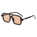 Gafas de sol poligonales vintage de doble puente con montura negra y lentes naranjas - Montura Negra Lentes Champaña