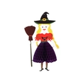 Halloween-Hexe Papier-Waben-Anhänger Dekoration mit gelbem Haar und lila Rock - Hexe Einseitiger Wabenanhänger