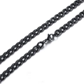 Classic black titanium steel Cuban link chain necklace with secure lobster clasp for men - 7mm Wide/50cm Long / Black