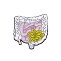 Emaille-Brosche mit Dickdarm-Design und gelber Lilie mit Trust your gut Schriftzug - Trust Your Gut Darm (XZ8590)