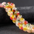 Double-row 10mm colorful agate jade beads with yellow, red, and green gradient finish - Rose Three Color