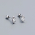 Elegant s925 silver stud earrings with diamond zircon and secure screw back ball closures - 925 Silver / White Gold