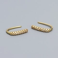 Elegant s925 silver ear hooks with row of sparkling white zircons in golden finish - 925 Silver / Gold