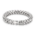 Polished silver stainless steel dragon bone chain bracelet with classic clasp for men - 10mm / Steel