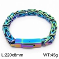 Bracciale a catena bizantina arcobaleno da 8mm in acciaio al titanio, lunghezza 220mm - Colorato