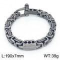 Pulsera bizantina de acero para hombre estilo punk con longitud de 190mm y ancho de 7mm - Gris