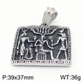 Silver Egyptian pharaoh rectangle pendant with ancient hieroglyphs, 39x37mm 36g - Steel Color (Pendant Only) (KP109169-KJX)