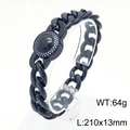 Zwarte roestvrijstalen Cubaanse kettingarmband voor heren met zwarte steen en pavé - Model A Zwarte Strass Gesp (KB169907-Z) / Zwart