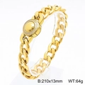Gouden Cubaanse schakelarmband met CNC-kristallen, maat 210x13mm en gewicht 64g - Model A Goud Strass Gesp (KB169909-Z) / Goud
