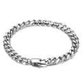 Bracciale a catena barbazzale in acciaio inossidabile argento con chiusura a moschettone - Bracciale Argento 7mm Lucido a 6 Facce-22cm