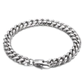 Classico bracciale a catena cubana in acciaio inossidabile lucido argento con chiusura - Bracciale Argento 8mm Lucido Rotondo-22cm