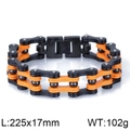 Pulsera de cadena de bicicleta punk para hombre en acero inoxidable naranja y negro - 225x17mm / Negro y Naranja (KB46701-BD)