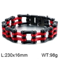 Pulsera de cadena de bicicleta punk rock para hombre en metal rojo y negro, 230x16mm - 230x16mm / Negro y Rojo (KB120784-BD)