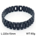 Pulsera clásica para hombre de acero inoxidable negro mate estilo correa de reloj - Negro