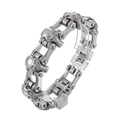 Bracciale a catena con teschio in argento, realizzato in acciaio inossidabile lucido di qualità - Stile Teschio Argento (KB40290-D)