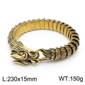 Golden dragon scale bracelet for men, 230mm length with intricate embossed dragon head - Antique Gold / 23CM