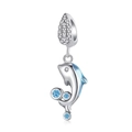 Blue Enamel Dolphin Zirconia Charm