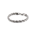Pulsera de cadena de cuerda torcida de 6mm de acero inoxidable con cierre de langosta - Hebilla Rectangular 6mm (KB129861-Z) / 20cm / Plateado