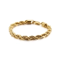 Pulsera de cadena de cuerda trenzada en acero inoxidable chapado en oro de 6 mm de grosor - Hebilla Rectangular 6mm (KB129863-Z) / 20cm / Dorado
