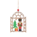 Nutcracker and Christmas tree wooden ornament with a red bead and natural twine hanger - Style B Nutcracker With Saber Wooden Pendant