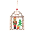 Colorful wooden nutcracker soldier ornament with cutout frame for Christmas tree decor - Style A Nutcracker Holding Sword Wooden Pendant