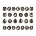 26 black enamel and gold plated alloy alphabet charms set for DIY jewelry making - Letter A / Round / Black
