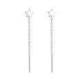 Elegant s925 silver star tassel earrings featuring long minimalist metal chains - Five-pointed Star