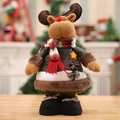 Stehende Weihnachts-Rentier-Plüschfigur mit grünem Pullover und rotem Schal Deko - Elch