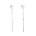 Elegant S925 sterling silver drop earrings featuring clover studs and long tassels - Clover Style