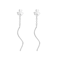 Elegante s925 zilveren druppeloorbellen met klaverknop en golvend kwastjesontwerp - 925 zilver / Klaver Stijl