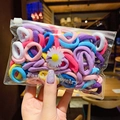 Elastic colorful hair ties set for girls in a transparent zipper bag for easy storage - Bright Dazzling Colors (100 Pcs)