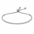 Bracelet élégant en cristal argenté ajustable avec accents scintillants en zircone cubique - Argent