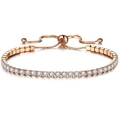 Détail du bracelet tennis en or rose avec zircons et fermoir bolo réglable de luxe - Or rose