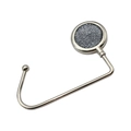 Portable silver metal desk bag hook with shimmering grey rhinestone inlay surface - Gray