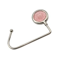 Tragbarer Taschenhaken aus Silbermetall mit dekorativem rosa Glitzerelement oben - Rosa