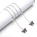 Silver eyewear chain featuring temperature-sensitive color-changing butterfly pendants - Silver Thermochromic Butterfly Style