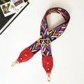 Ethno-Stil bunter gewebter Taschenriemen mit rotem Leder und goldenen Metallclips - Mehrfarbig Rotes Leder Goldener Haken