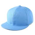 Dettaglio del cappello snapback celeste a sei pannelli con visiera piatta e occhielli - Regolabile / Azzurro